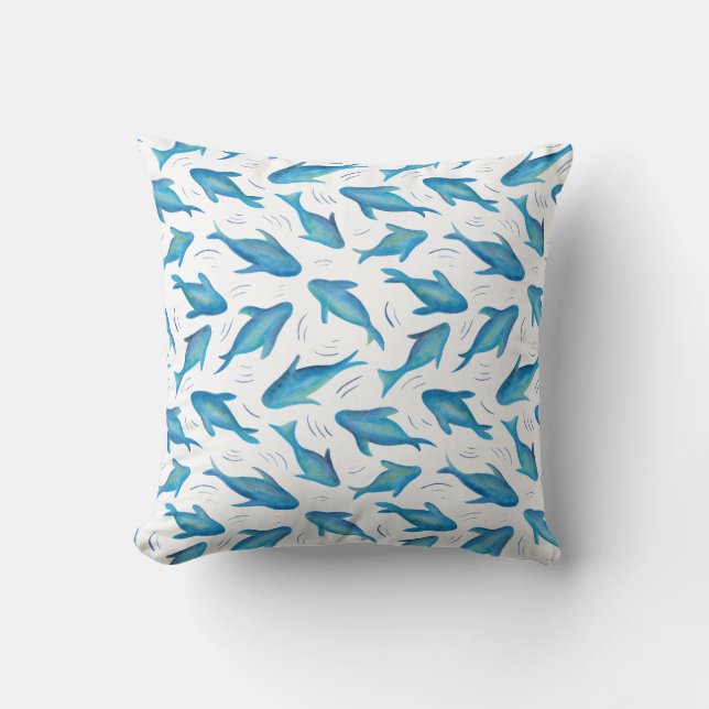 Under the Sea kids ocean fish shark Throw Pillow (Front)