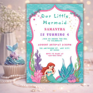 Under the Sea Little Mermaid Birthday Invitation
