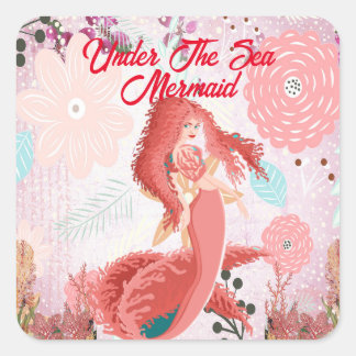 Under The Sea Little Mermaid Coral Reef Tropical  Square Sticker