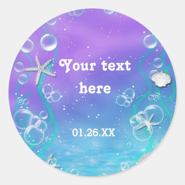 Under The Sea Magical Sweet 16 Party Stickers (Front)
