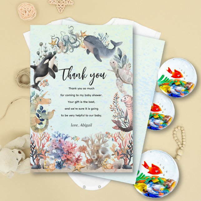 Under the sea marine life neutral Baby Shower Thank You Card (Creator Uploaded)
