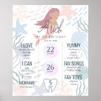 Under the Sea Mermaid1st Birthday Milestone Poster