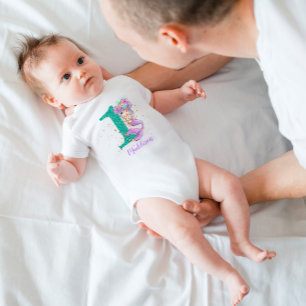 Under The Sea Mermaid 1st Birthday Baby Bodysuit