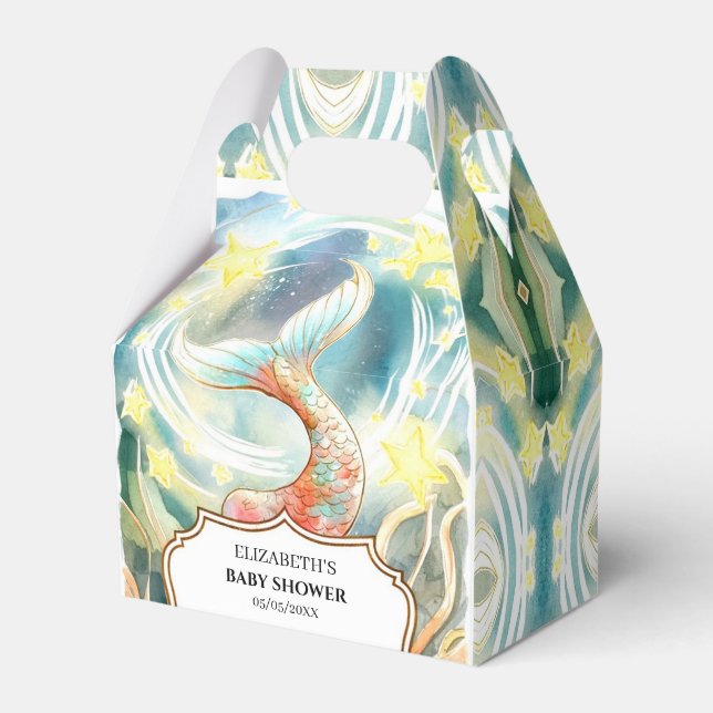 Under the Sea Mermaid Baby Shower Favor Box (Front Side)