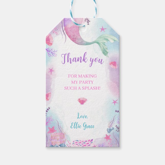 Under The Sea Mermaid Birthday Gift Tag (Front)