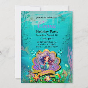 Under The Sea & Mermaid Birthday Girl Party Invitation