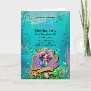 Under The Sea & Mermaid Birthday Girl Party Invitation