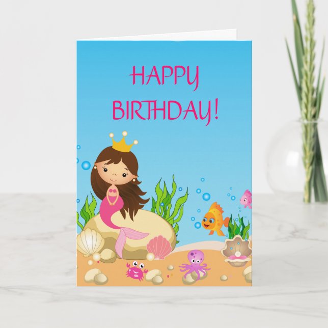 Under the Sea Mermaid Birthday Greeting Card (Front)
