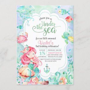 Under The Sea Mermaid Birthday Invitation