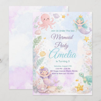 Under The Sea Mermaid Birthday Invitation