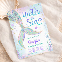 Under the Sea Mermaid Birthday Invitation