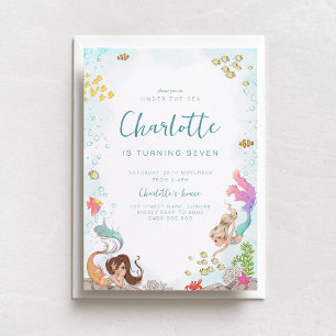 Under the Sea, Mermaid Birthday Invitation