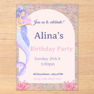 Under the Sea Mermaid Birthday Invitation Clear