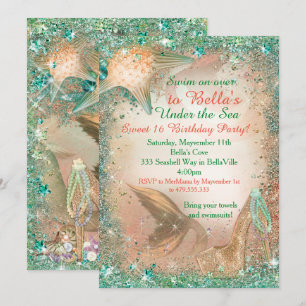 Under the Sea Mermaid Birthday Invitations