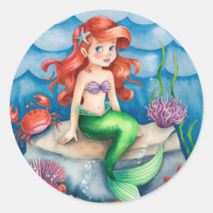 Under The Sea Mermaid Birthday Party Classic Round Sticker