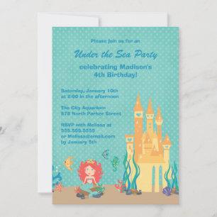 Under the Sea mermaid birthday party invitation