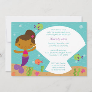 Under the sea mermaid birthday party invitation
