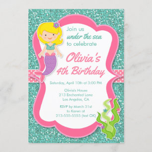 Under the Sea Mermaid Birthday Party Invitation