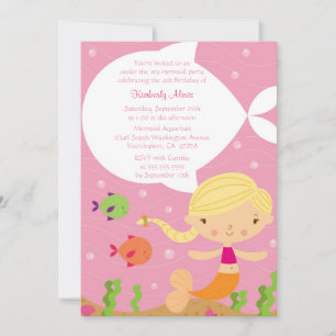 Under the sea mermaid birthday party invitation