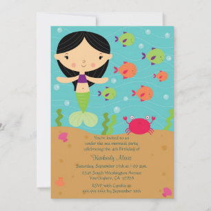 Under the sea mermaid birthday party invitation
