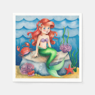 Under The Sea Mermaid Birthday Party Napkin