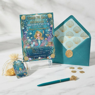 Under the Sea Mermaid five Birthday Invitation