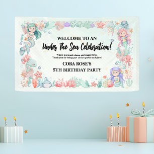 Under The Sea Mermaid Girls Birthday Banner