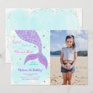 Under The Sea Mermaid Kids Photo Invitation