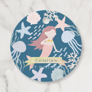 Under the Sea Mermaid Navy Blue Birthday Favour Ta Tags