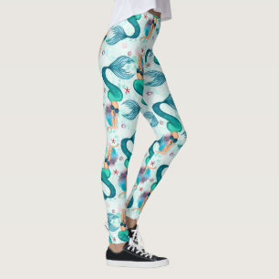 Under The Sea Mermaid Ocean Purple Turquoise Leggings