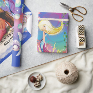 Under The Sea Mermaid Ocean Purple Turquoise Wrapping Paper
