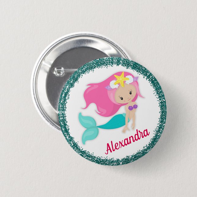 Under the Sea Mermaid Party 2 Inch Round Button (Front & Back)