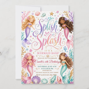 Under the Sea Mermaid Party Birthday Invitation