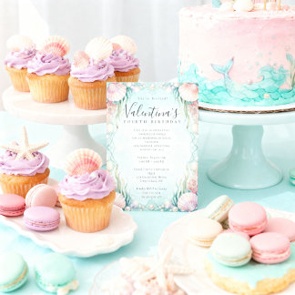 Under the Sea Mermaid Party Pastel Girl Birthday  Invitation