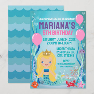 Under The Sea Mermaid Princess (blonde/light) Invitation