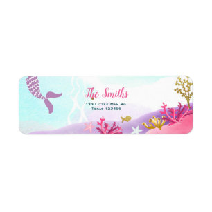 Under The Sea Mermaid Return Address Label Pink