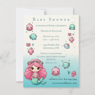 Under the Sea Mermaid & Sea Creatures Baby Shower Invitation