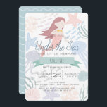 Under the Sea Mermaid Sea Green 1st Birthday Invitation<br><div class="desc">This cute 1st/first birthday invitation card features a white background with a mermaid, starfish, jellyfish, shell, coral with a school of fish. The reverse side features a light blue background with wave patterns. Perfect for under the sea birthday parties! Personalize it for your needs. You can find matching products at...</div>