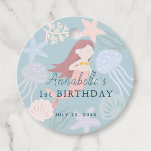 Under the Sea Mermaid Sea Green Birthday Thank You Favour Tags