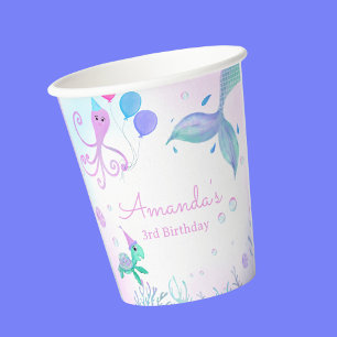 Under The Sea Mermaid & Sea Turtle Birthday Paper Cups