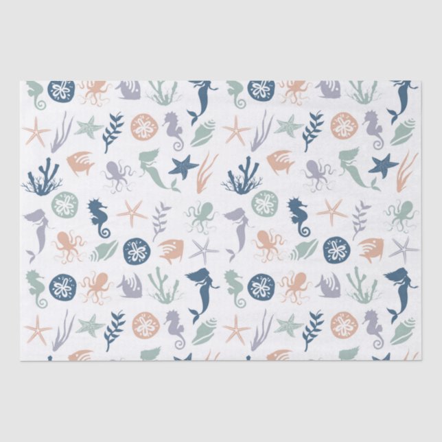 Under the Sea Mermaid Seahorse Starfish  Tissue Paper (Front)
