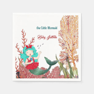 Under The Sea Mermaid Singing Coral Reef Birthday Napkin