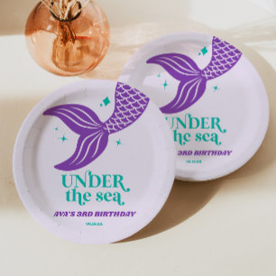 Under The Sea Mermaid Tail Kid's Birthday Party Paper Plate
