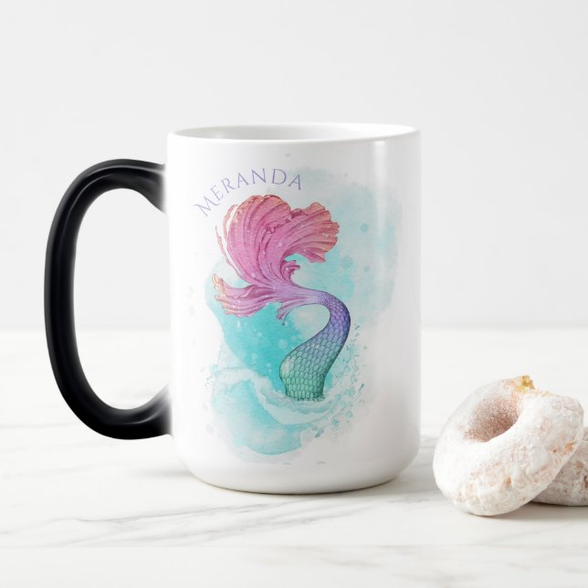 Under the Sea | Mermaid Tail Personalized  Magic Mug (With Donut)
