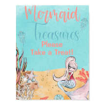 Under the Sea Mermaid Treasure Favor Sign