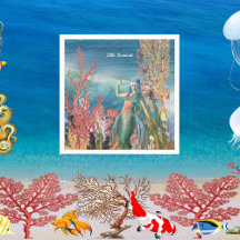 Under The Sea Mermaid Tropical Coral Reef Birthday