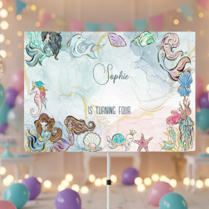 Under the sea Mermaids kids birthday Banner