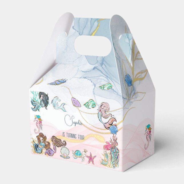 Under the sea Mermaids kids birthday Favor Box (Front Side)