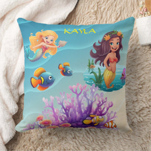 "UNDER THE SEA MERMAIDS" KIDS THROW PILLOW