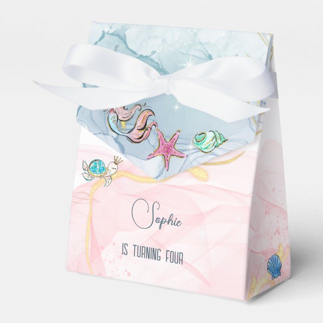 Under the sea Mermaids ocean birthday Favor Box (Front Side)
